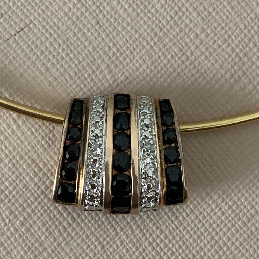 Genuine Sapphire/Diamond slide stamped 925/18k over it